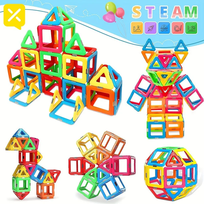 Blocchi magnetici colorati Designer magnetico Grandi 30-50 pezzi Magneti educativi fai-da-te Giocattoli per bambini Regalo di compleanno per bambini