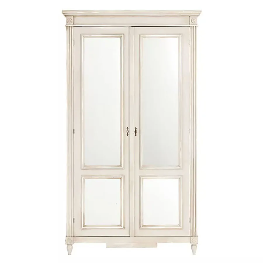 

High Quality Customization French Antique Solid Wood Double Doors Wardrobe Closet Bedroom Furniture