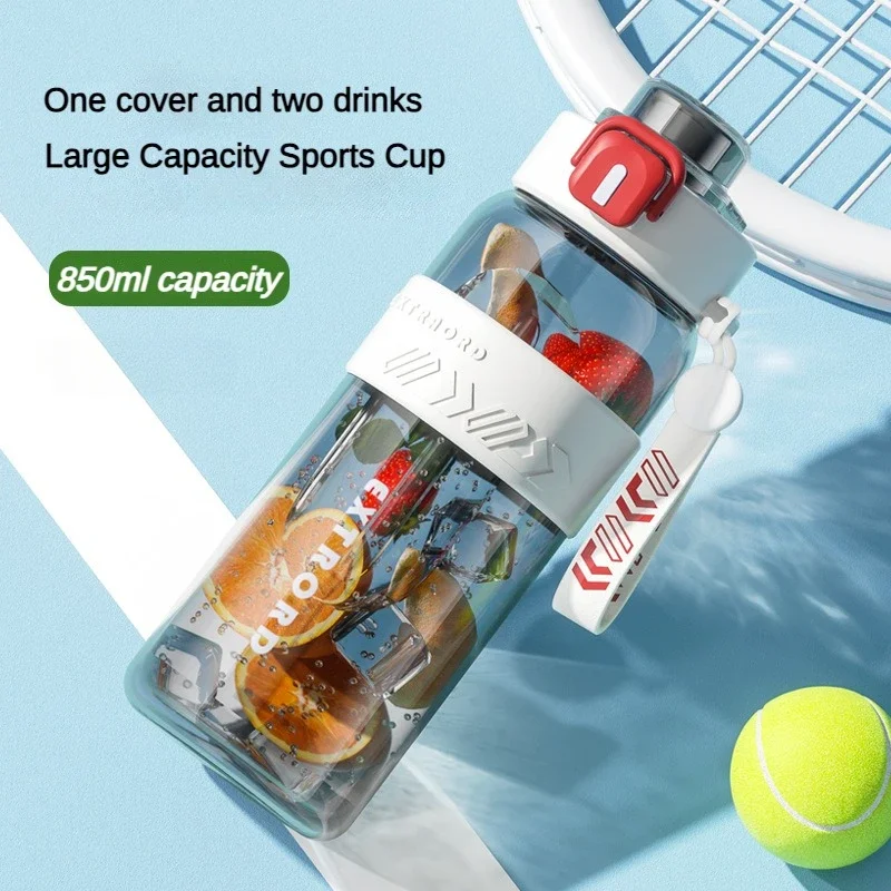 850ml Liter Large Capacity Sports Water Bottle Leak Proof Scald Proof Plastic Cup Drinking Outdoor Travel Portable Fitness Jugs