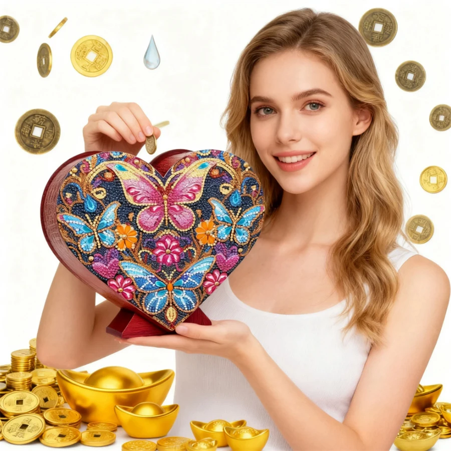 

2026 Creative 5d DIY Diamond Painting Butterfly Money-box Piggy Bank DIY Special-shape Diamond Painting Saving Pot Birthday gift