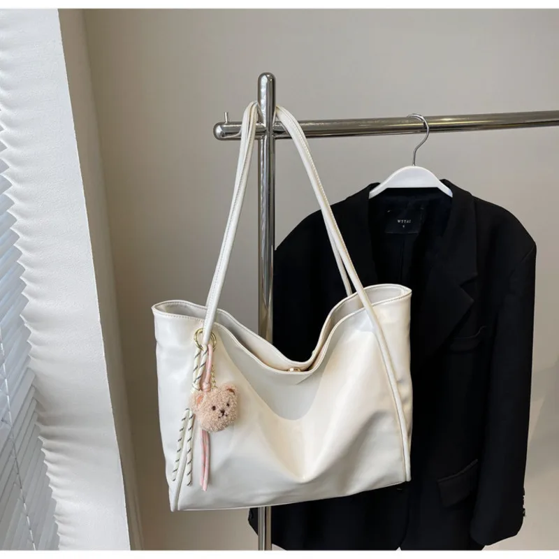 

Solid Color Texture Trendy Bag for Women 2025 New Style Trendy Single Shoulder Bag Large Capacity Tote Bag