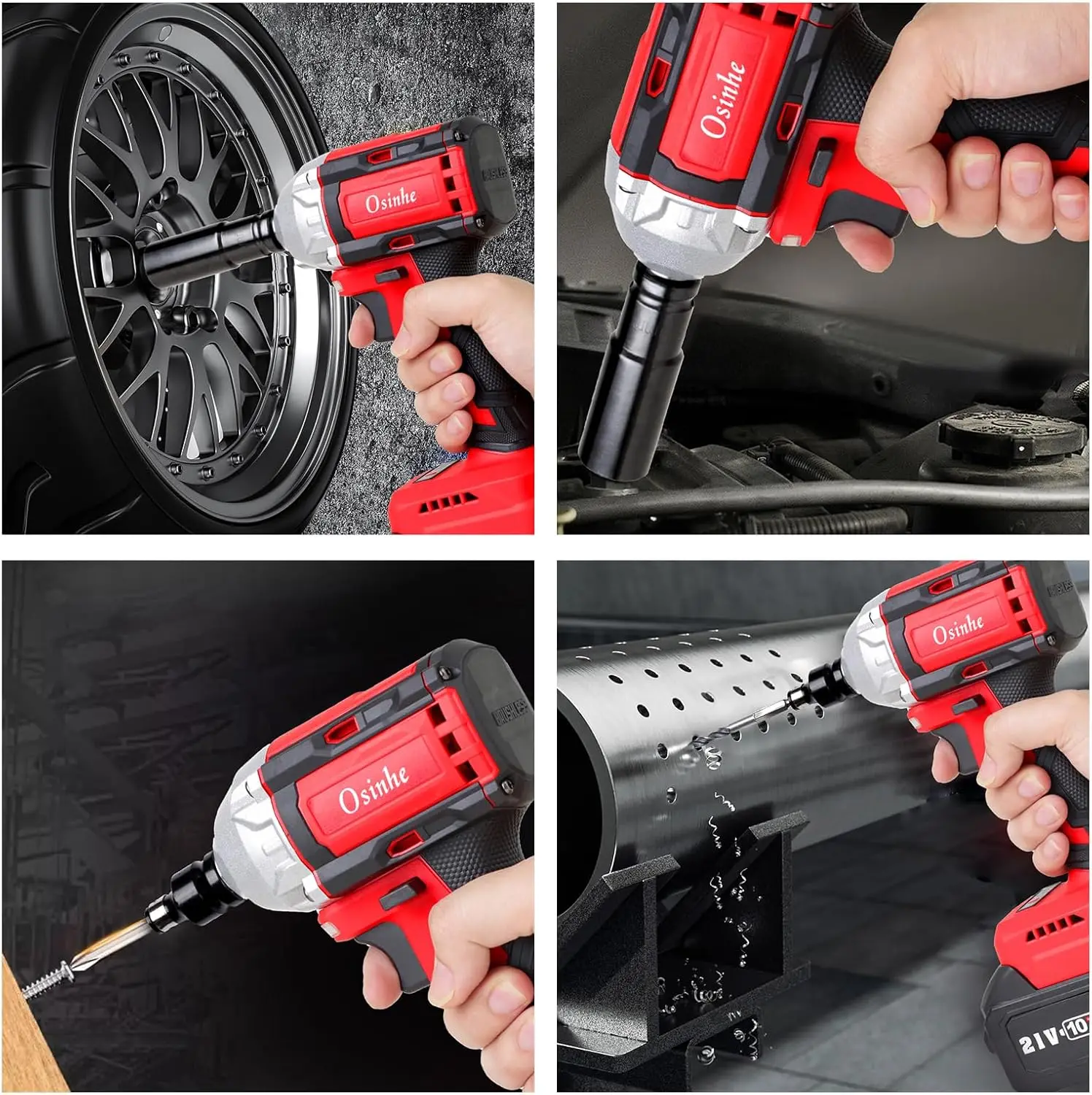 21V Cordless Impact Wrench, 406Ft-Lbs (550N.M) Max Torque, Brushless 1/2 Inch Impact Wrench, 3000Rpm Speed, 2Pcs 4.0Ah Battery,