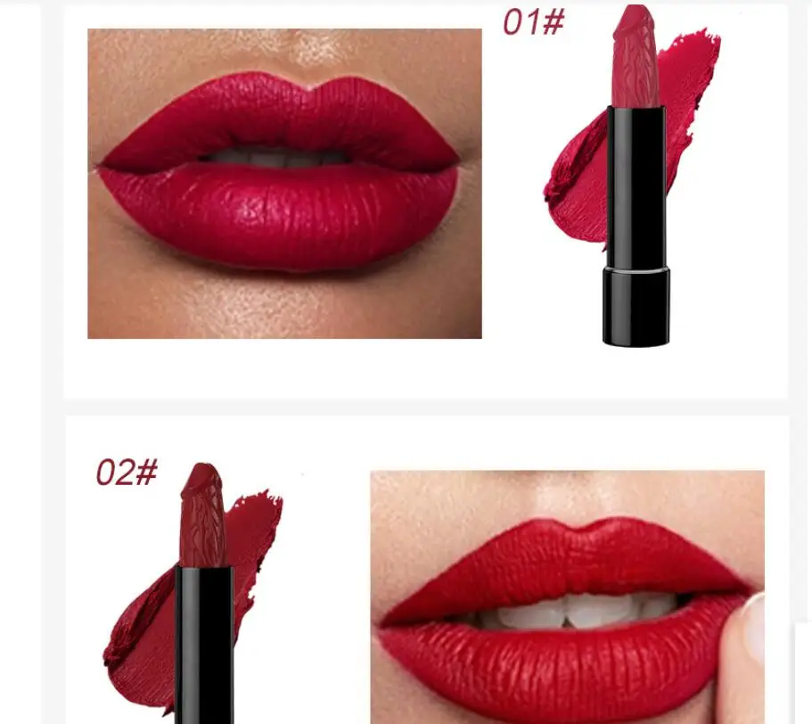 

Penis Shape Lips Lipstick Mushroom Long Lasting Moisture Cosmetic Lipstick red Lip matte lipstick waterproof T0271