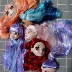 Big  Colorful Hair Doll Big Head Original DIY Accessories Purple White Hair Doll rainbow dongcheng