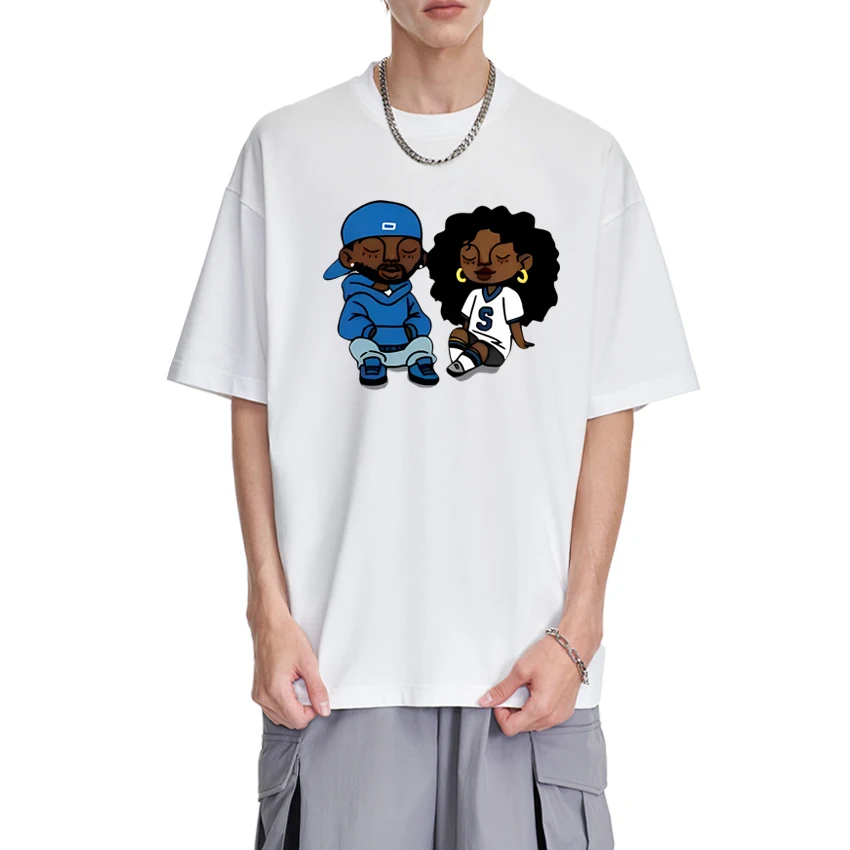 

Hot Kendrick Lamar and SZA vintage Hip Hop T shirt Men Women harajuku 100% Cotton short sleeve T-shirts Unisex Oversized Tops