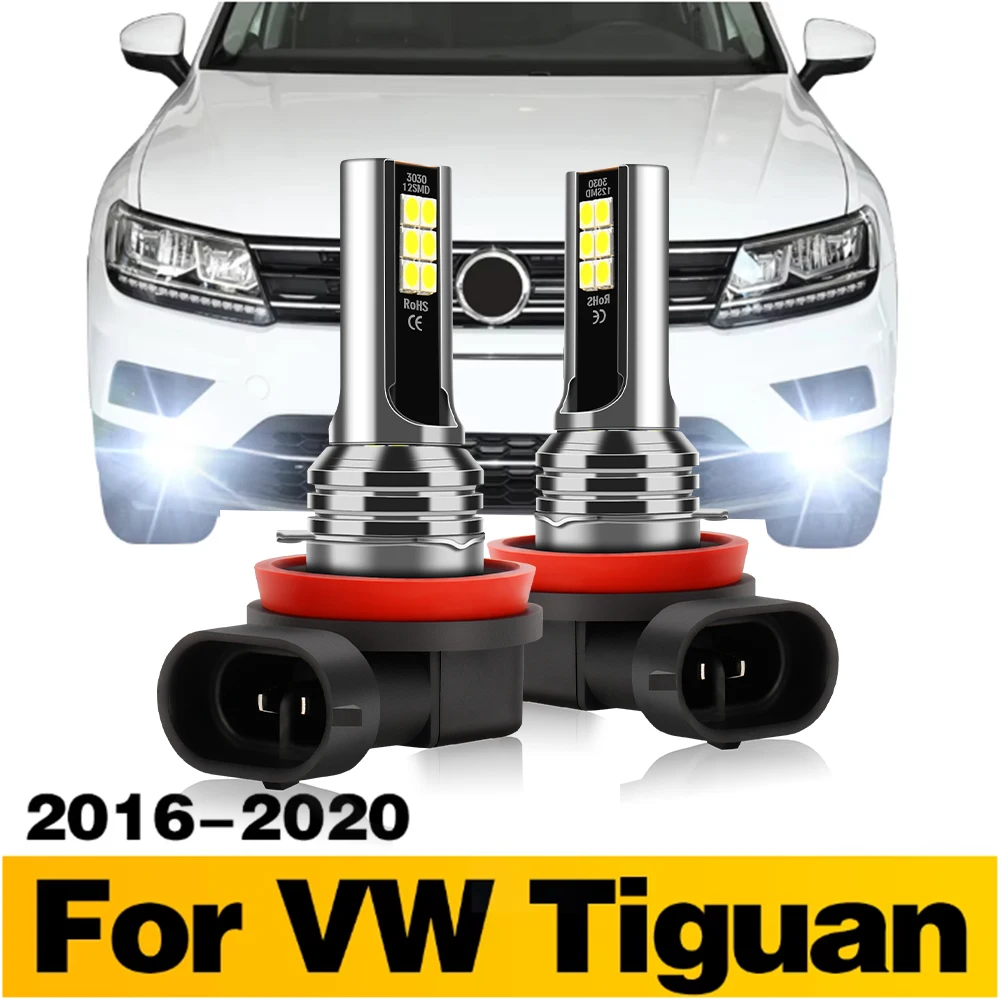 Image of 2Pcs LED Nebelscheinwerfer 3030SMD Auto Nebelscheinwerfer H8 H11 H16JP Lampen 6000K 12V Zubehör Für VW Tiguan 2016 2017 2018 2019 2020