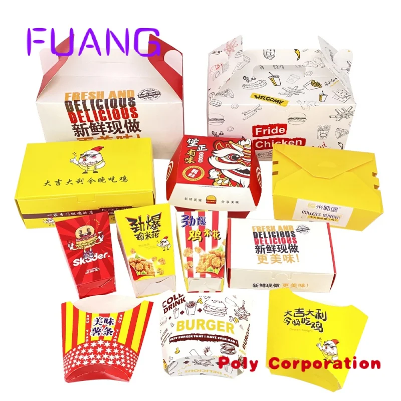 Custom  Custom Printing Chicken Packaging Takeaway Food Delivery Paper Box Shanghai Snack Rigid Sandwich Boxes Disposable