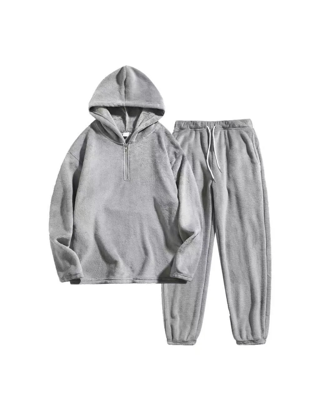 2025, Winter-Herren-Hoodie, Sporthose, einfarbig, warm, winddicht und kältebeständig, Sport-Set aus Wolle, lässiges Sport-Set, zweiteiliges Set – Detail 10