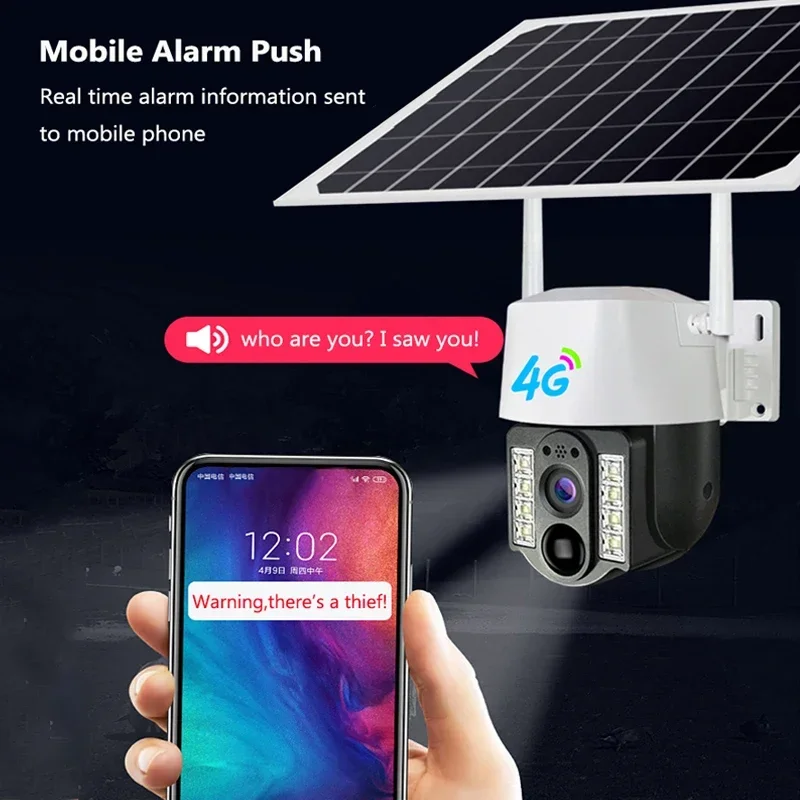 4G Sim Solar Camera Outdoor Wireless Dual Lens IP Camera Low Powered Battery PIR Motion Detection CCTV Home Security Protection