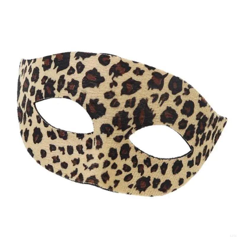 

L5YC Stylish Leopard Halloween Half Face Mask Reusable Plastic Accessory For Costume Parties School Event And Performances
