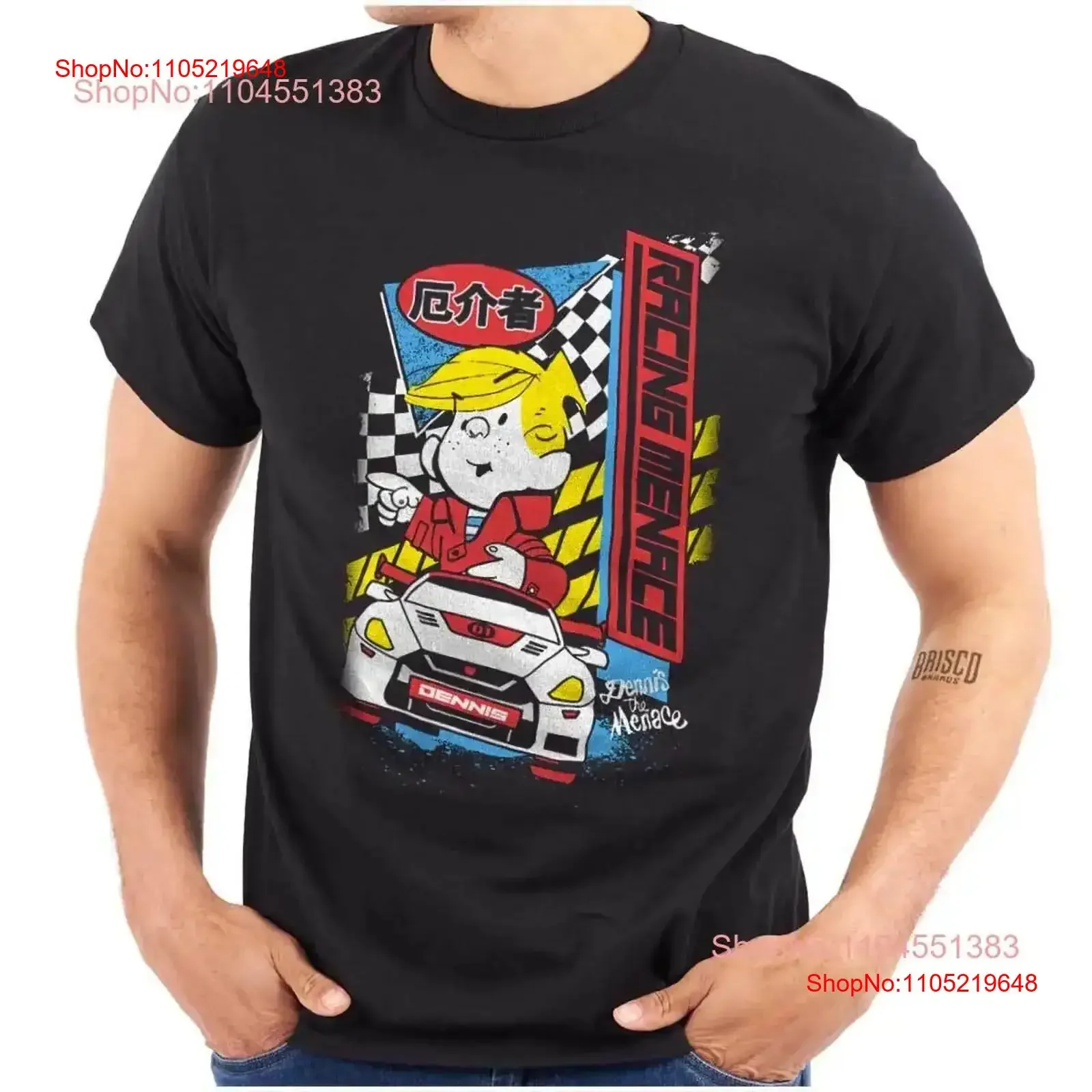

Футболка Cool Kanji Dennis The Menace Racing Racecar с круглым вырезом для женщин и мужчин, винтажная, с эффектом потертости, универсальная, дышащая, эластичная