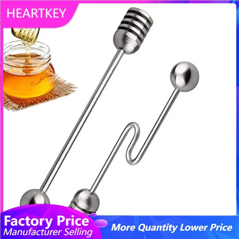 

2PCS/SET Honey Stick Stainless Steel Honey Stir Bar Mixing Stick Spoon Jar Jam Supplies Honey Tools Kitchen Accessories