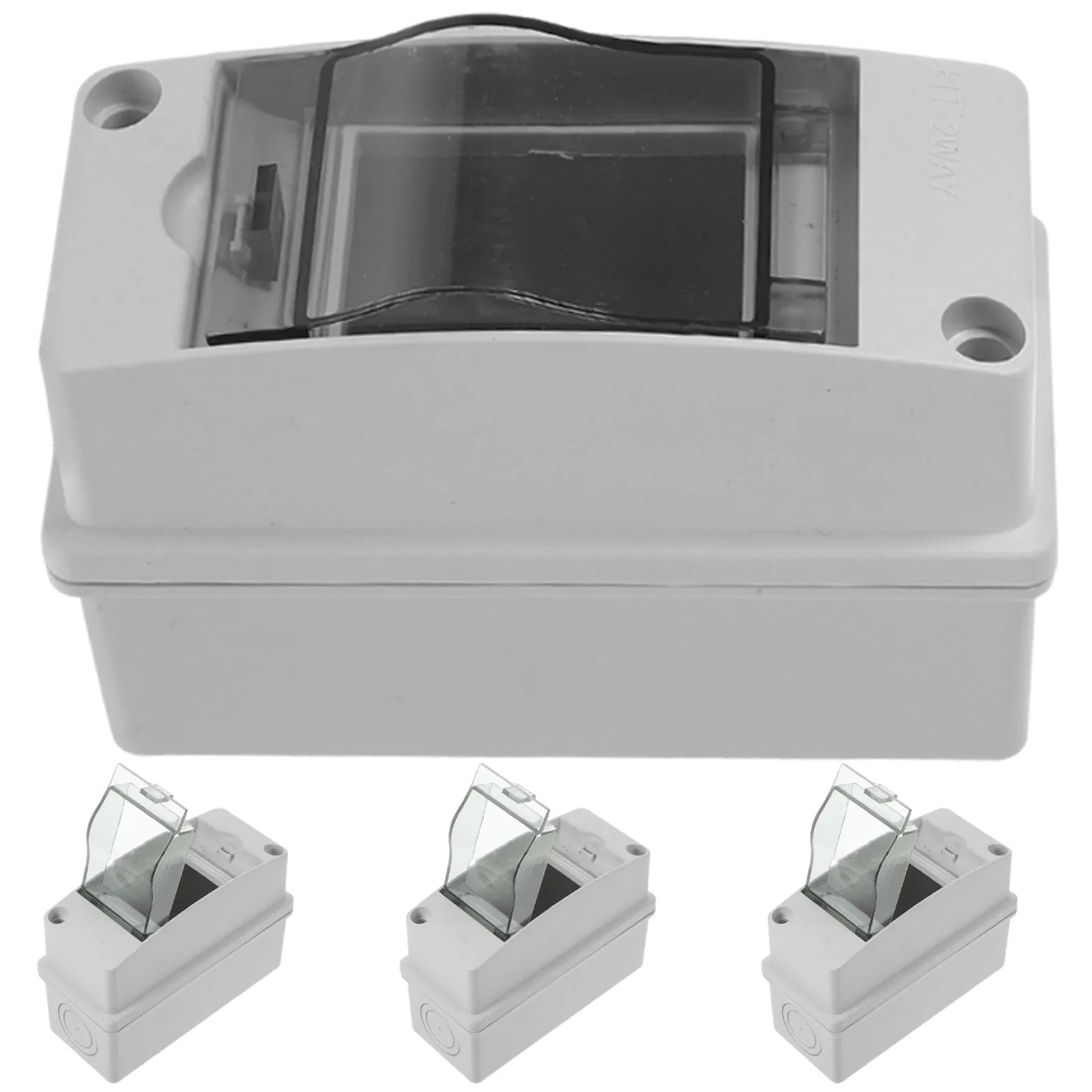 4Pcs Outdoor Electrical Power Distribution Box Waterproof IP65 Breaker Panel Box Transparent Cover 2 Way Circuit Breaker for Ev