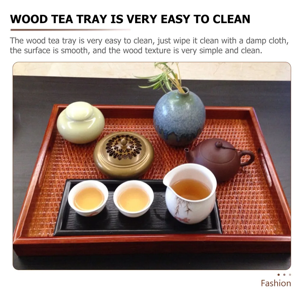 

Rattan Tea Tray 40x30x3 5cm Wood Bamboo Smooth Surface Easy Clean Rectangle Food Serving Snack Fruit Storage Tray Coffee