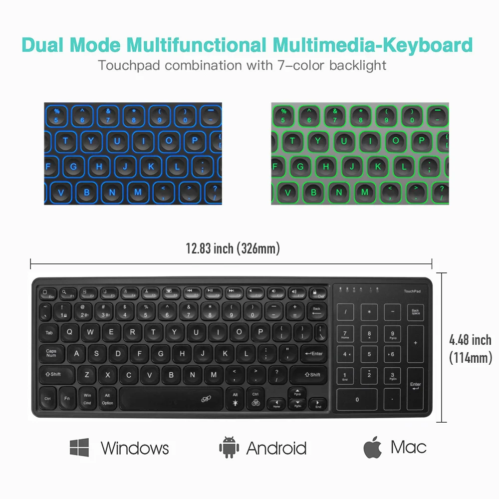 Set Tastiera E Mouse Wireless Retroilluminati – 7 Colori, Ricaricabile, Silenzioso Ed Ergonomico Per PC, Laptop E Tablet