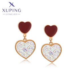 Xuping Jewelry New Fashion Stainless Steel Heart Shape Hang Gold Color Earrings for Women Schoolgirl Party Popular Gifts 80928J3
