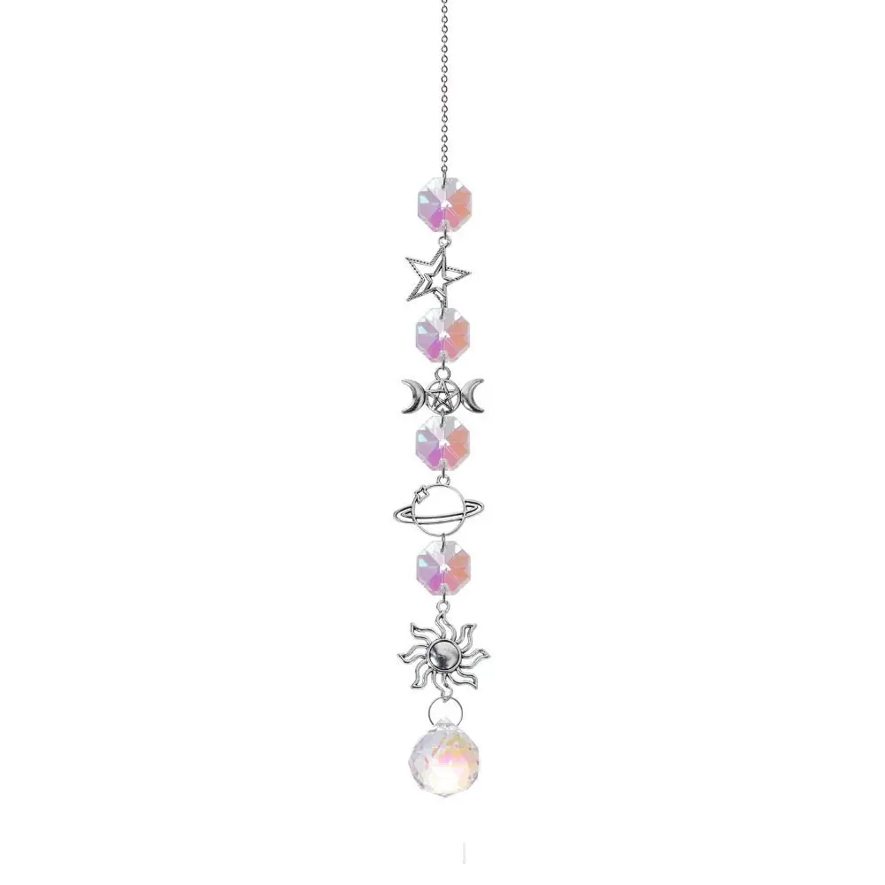 Rainbow Maker Sun Catcher Sun Moon Planet Home Garden Decor Crystal Wind Chimes Light Catching Crystal Pendant Outdoor