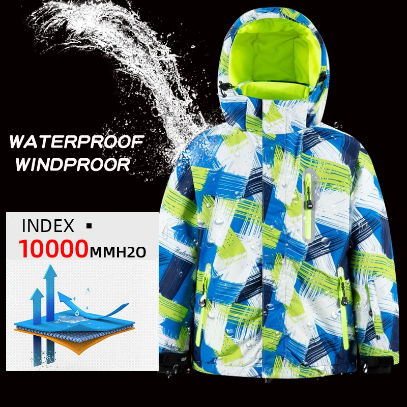 New Thermal Winter Ski Suit Boys kids Windproof Skiing Jacket and Bibs Pants Set Teen Children Equipment Snow Snowboard Wear