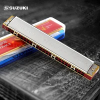 Armónica trémolo Suzuki, llave de 24 agujeros, C F G A, órgano bucal, arpa de Blues profesional, Kit de armónica de bronce fosforado para principiantes