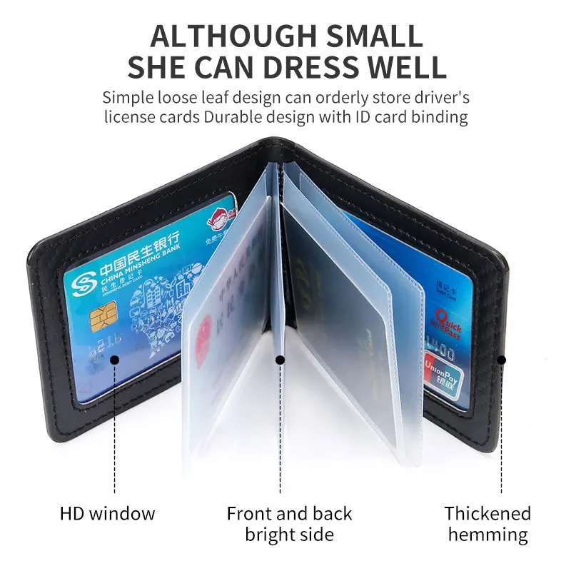 BYD السيارات سيارة ألياف الكربون نمط رخصة القيادة حافظة جلدية اثنين في واحد رخصة القيادة رقيقة جدا رخصة القيادة متعددة فو #6