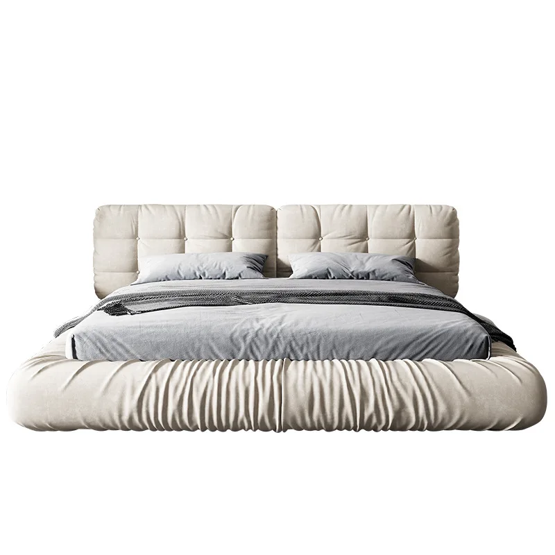 

Light luxury Internet celebrity bed, matte technology cloth, clouds, double master bedroom, Italian simplicity, modern, cloth