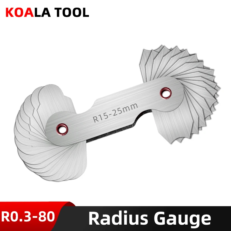 Radius template R gauge R1-6.5 7-14.5 15-25 26-80 radius gage plate fillet gaug External Internal Concave Convex Measuring tools