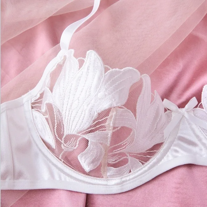 Transparent Floral Two Pieces Exquisite Lace Lingerie Set Ultrathin Bra Briefs Set Exotic Solid Lingerie For Ladies 2025