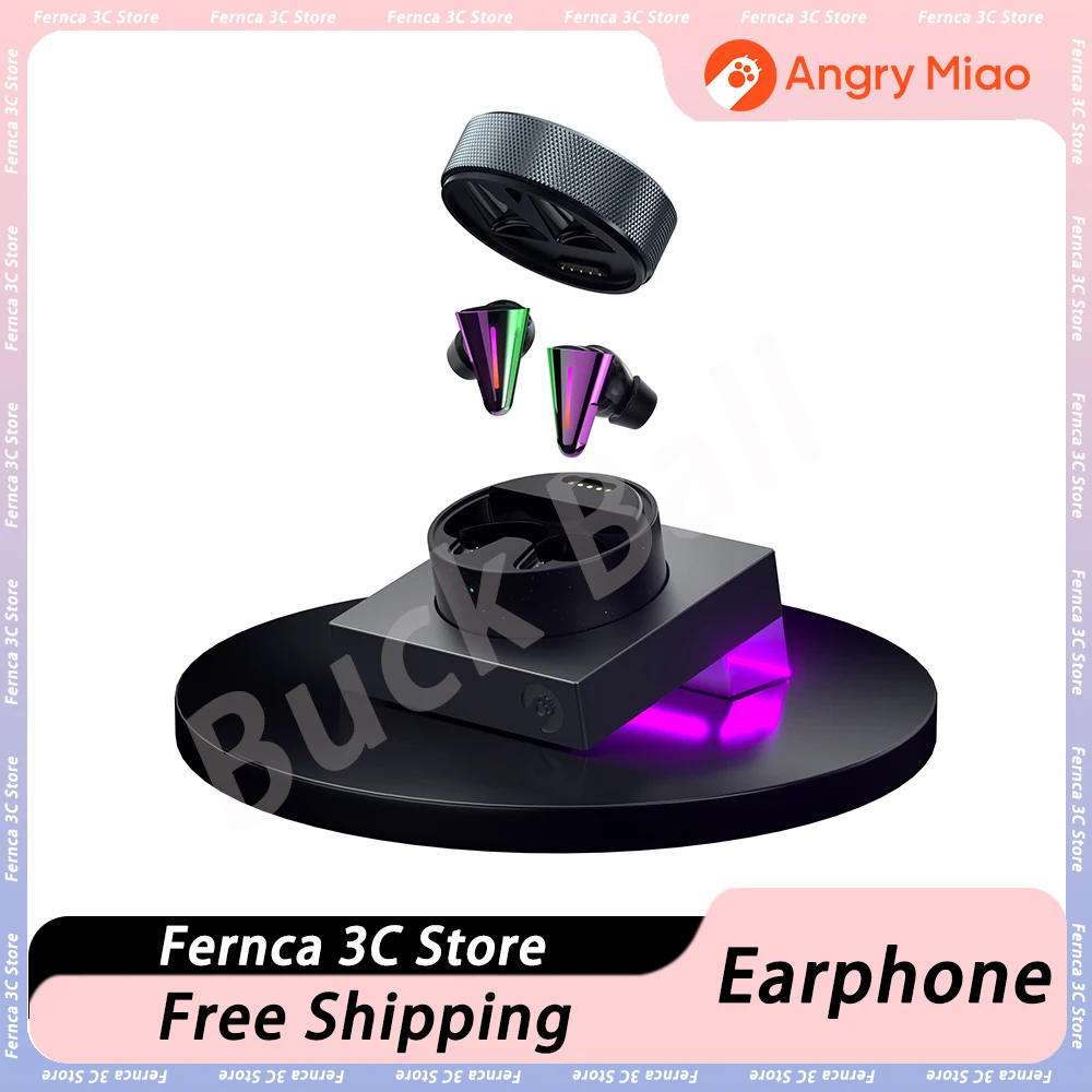 AngryMiao CYBERBLADE TWS Earphone Desk Bluetooth Wireless Game Headphones Active Noice Cancelling Sport Earphone For Phone PC