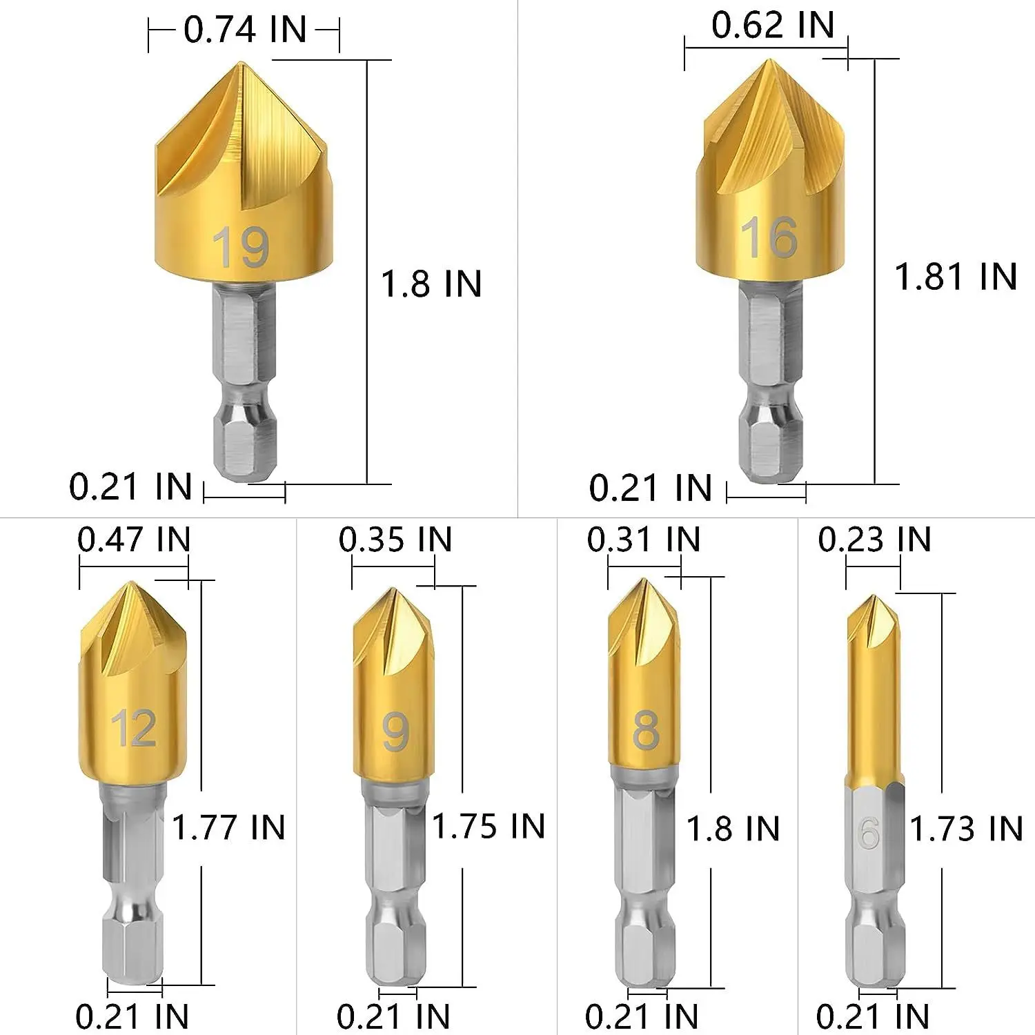26Pc combination set, pagoda drill, center punch, woodworking three-pointed drill, five-blade chamferor, cork drill, drill tool.