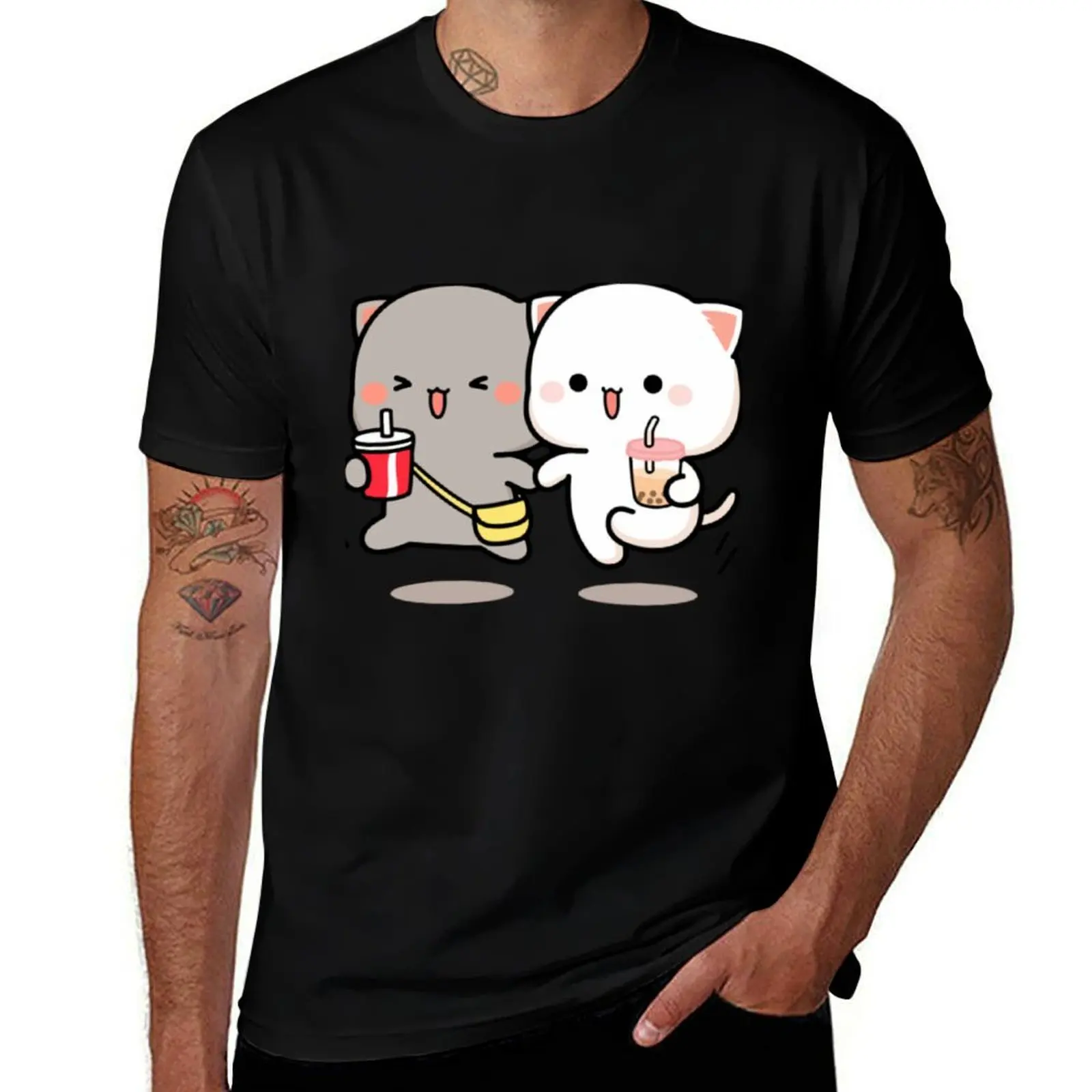 

Cat peach and goma 1 T-Shirt t shirts for man cotton man t shirt cotton t shirt for man 100 percent cotton T-Shirt