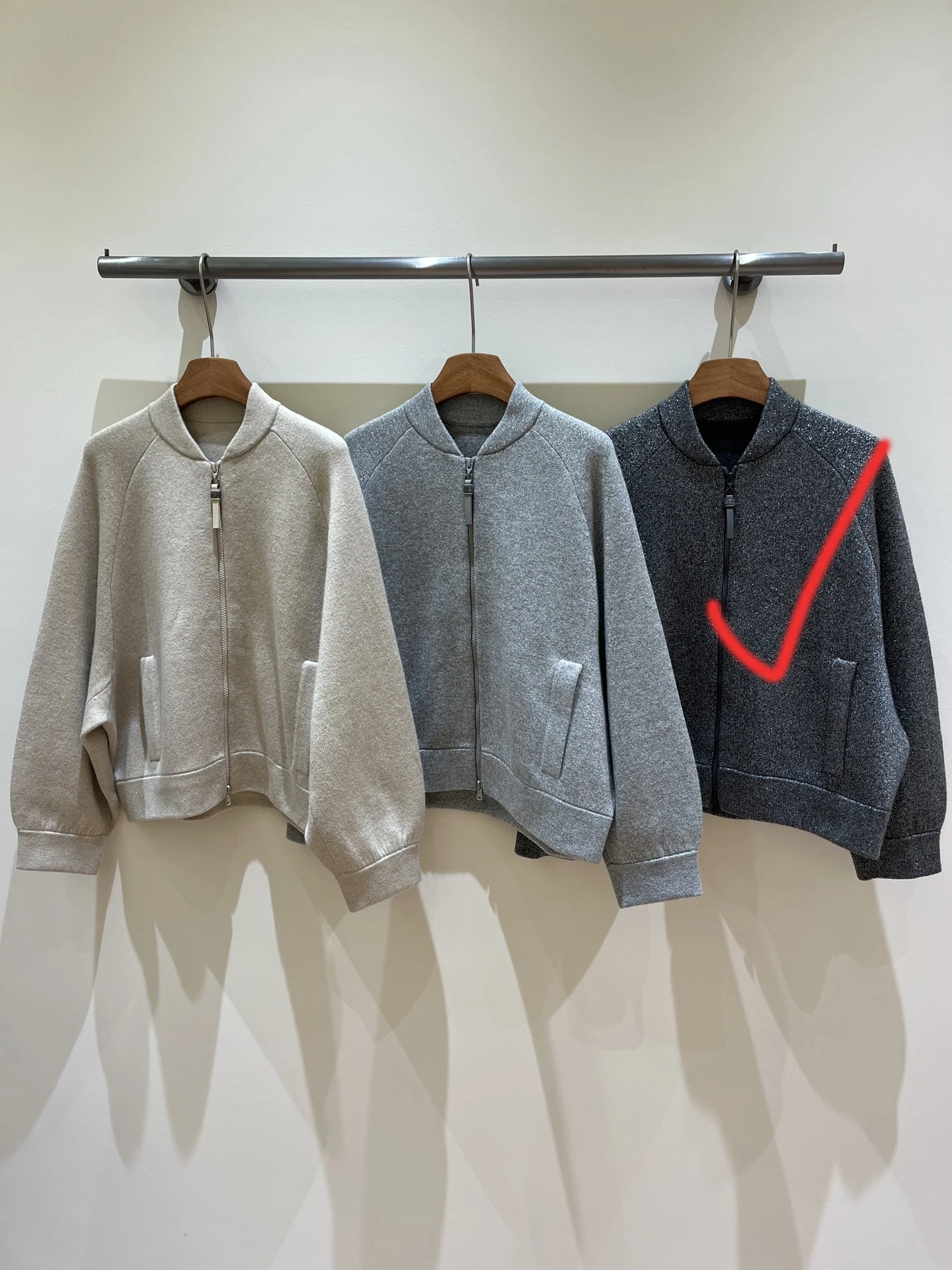 2026 Winter New High-Quality Women'S Thick Gold And Silver Thread Wool And Cashmere Baseball Collar Zipper Knit Cardigan Coat