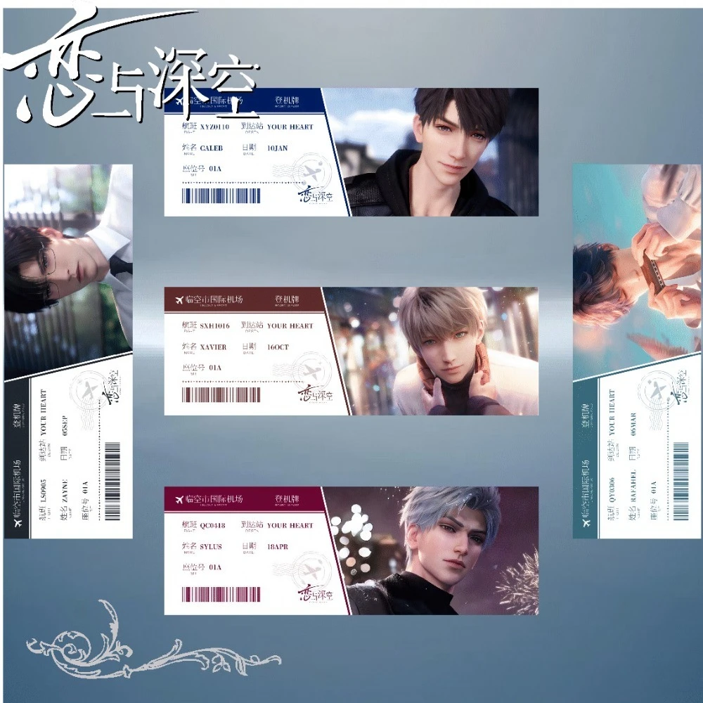 

Игровая периферийная карта Game Love and Deep Space с персонажами Рафаэль, Астер, Зейн, Сайлус, Калеб, высококачественная лазерная карта-билет, новая аниме-серия