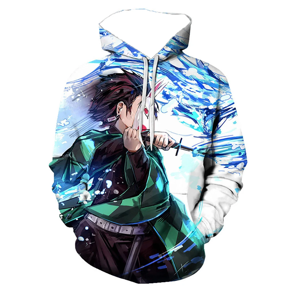 秋と冬の日本のアニメ鬼滅の刃ストーブドア炭治郎3Dプリントストリートパーカー速乾性と通気性