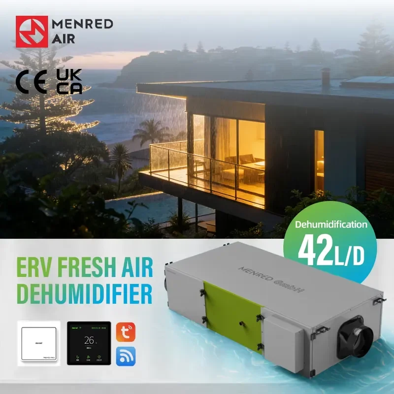Whole House Ducted Desiccant Dehumidifier Energy Saving Heat Recovery Ventilation System Square Design for Home UKCA