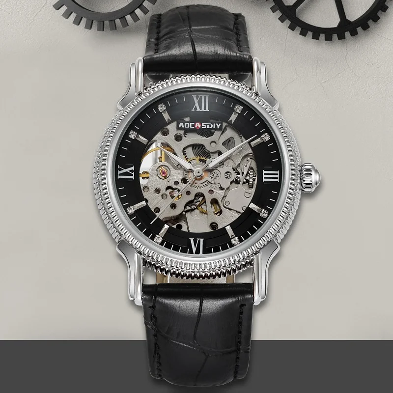 Fashion brand mechanical men's watch AOCASDIY waterproof luminous wristwatch luxury hollowed out multi-color dial business watch