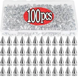 10/100 pçs cone de prata picos metal tampa dupla rebites studs redondo prego rebite diy gargantilha colar sapatos sacos acessórios de roupas