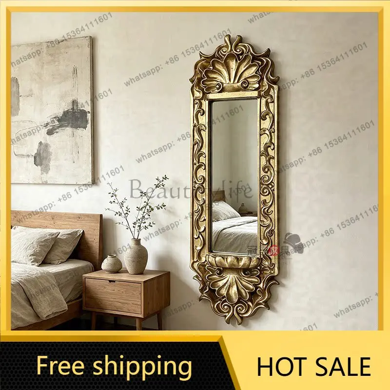 European retro wall-mounted full-length mirror French classical wall-mounted extremely narrow American cloakroom fitting mirror