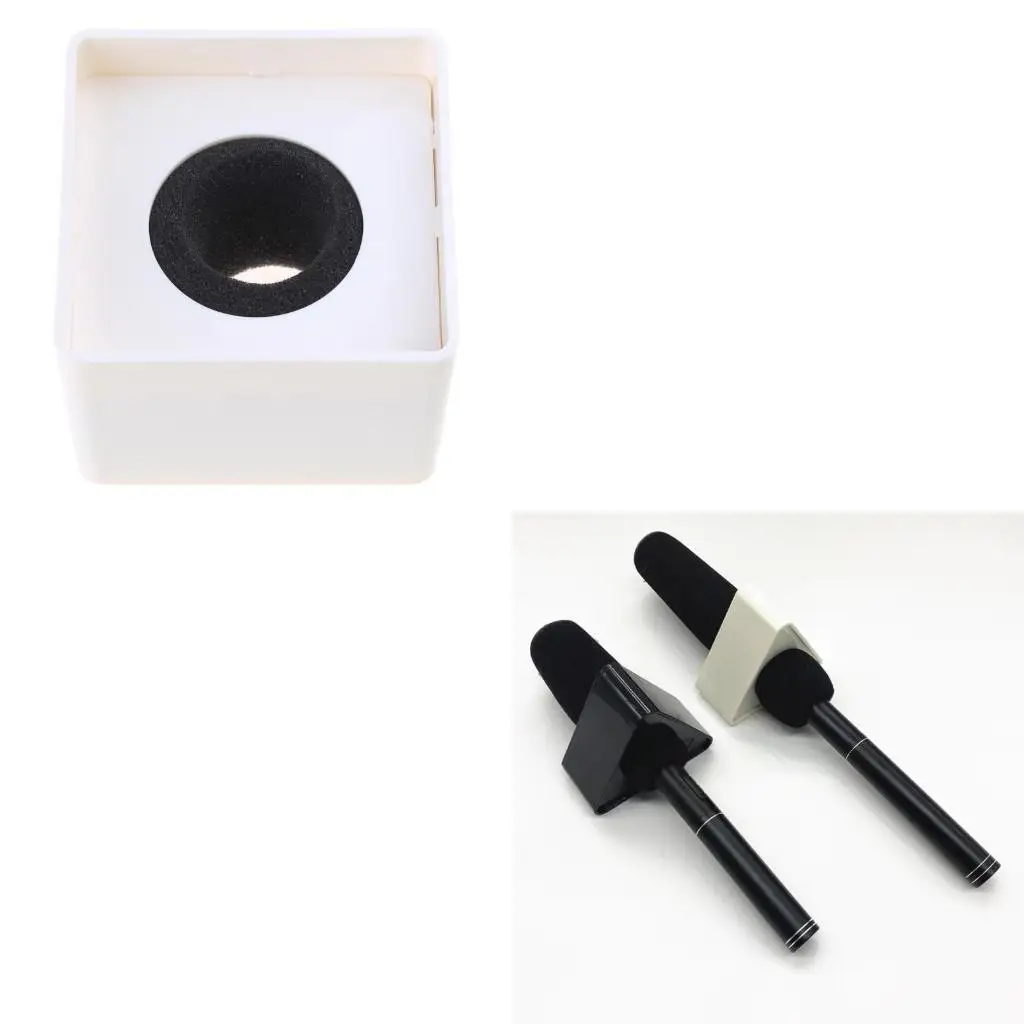 Microphone Logo Flag Station Square Shaped Interview KTV Mic Station Cube Interview Box ABS Prop Stand News Reporter Injection