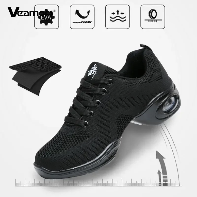 VEAMORS Modern Dance Shoes Woven Mesh Comfortable Sneakers Women Soft Outsole Sport Breath Modern Jazz Sports Feature Shoes