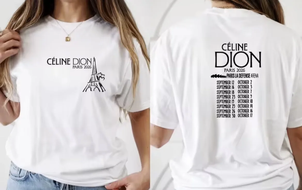 New Celine Dion Paris 2026 Child Matching Unisex Oversized T Shirt Vintage Singer Portrait Print Hip Hop Music Streetwear Tops