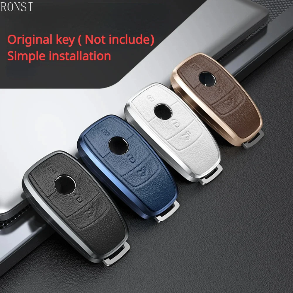 Aluminum Alloy Leather Car Remote Key Cover Case For Mercedes benz A C E S G GLS CLA Class W213 W177 W205 W222 X167 W177 AMG