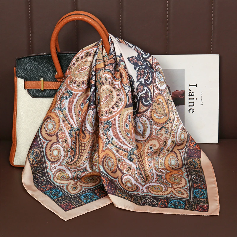 

Luxury Printing Silk Square Scarf Women Neck Hair Tie Band Beach Hijab Kerchief Head Headbands Bandana Female Foulard 70cm