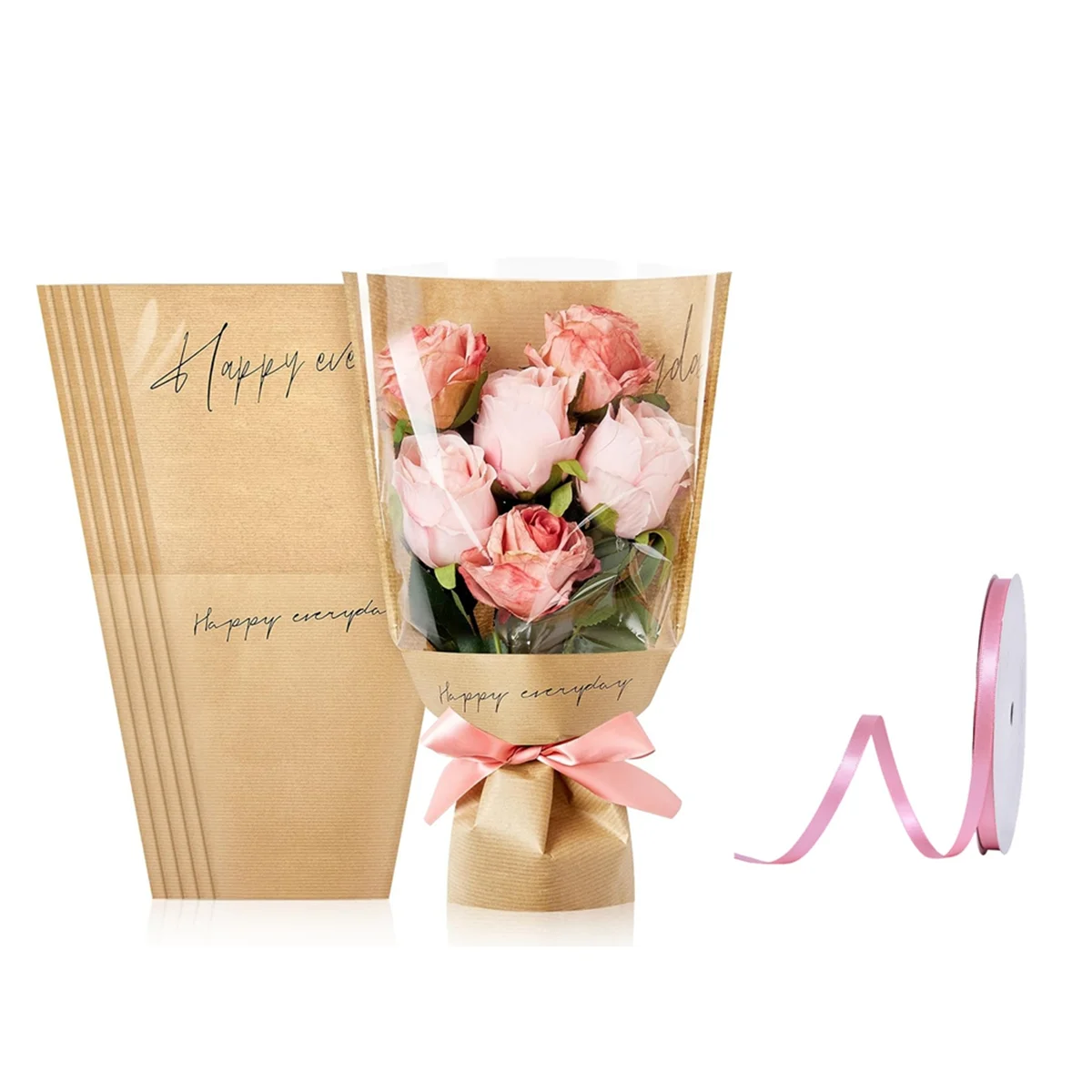 40 PCS Flower Bags for Bouquets, 11 X 5.1 X 17.3 Inches Flower Sleeves Floral Wrapping Paper Bulk Florist Packaging