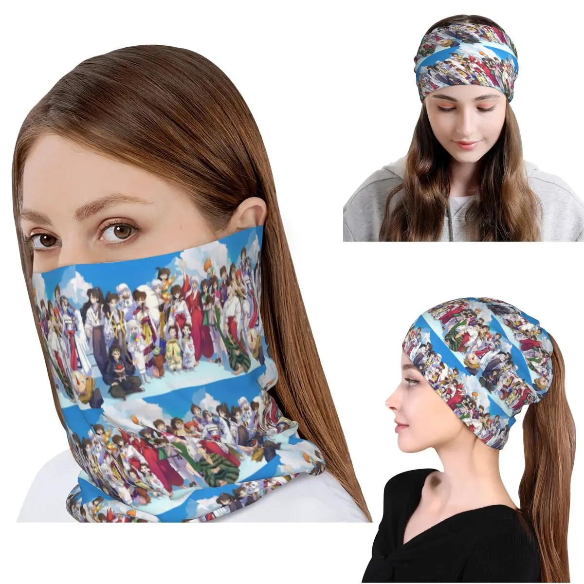 

Inuyasha Anime Bandana Neck Cover Wrap Scarf Warm Face Mask Beanies Hat for Men Women Adult Breathable