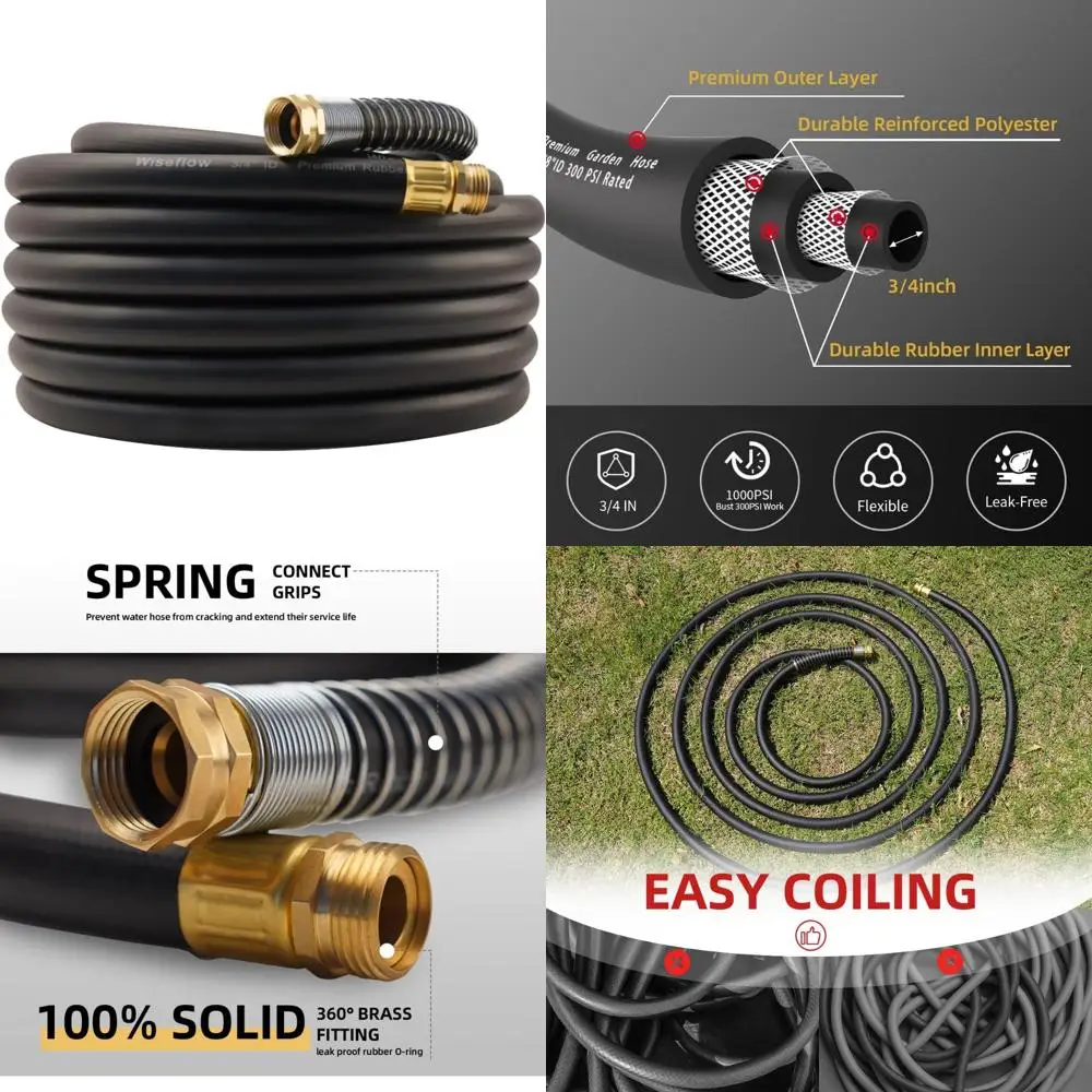 

Сверхмощный резиновый садовый шланг длиной 50 футов, 3/4 дюйма, пятислойным плетением и взрывным давлением 1000 фунтов на квадратный дюйм, фитинги «папа-мама» для Durabl