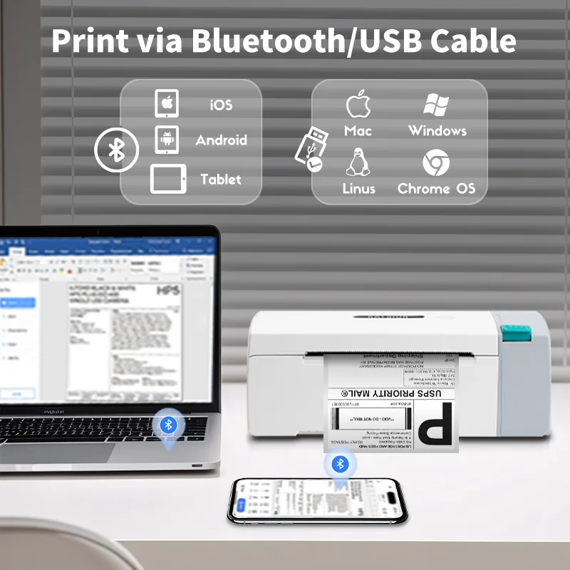 SINMARK Shipping Label Printer Wireless Small Shipping Label Thermal Printer 4X6 Compatible with iPhone Android Mac Window