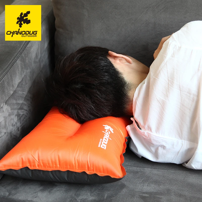 Chanodoji outdoor automatic inflatable pillow lunch pillow portable travel pillow can be used as a cushion backrest pillow.