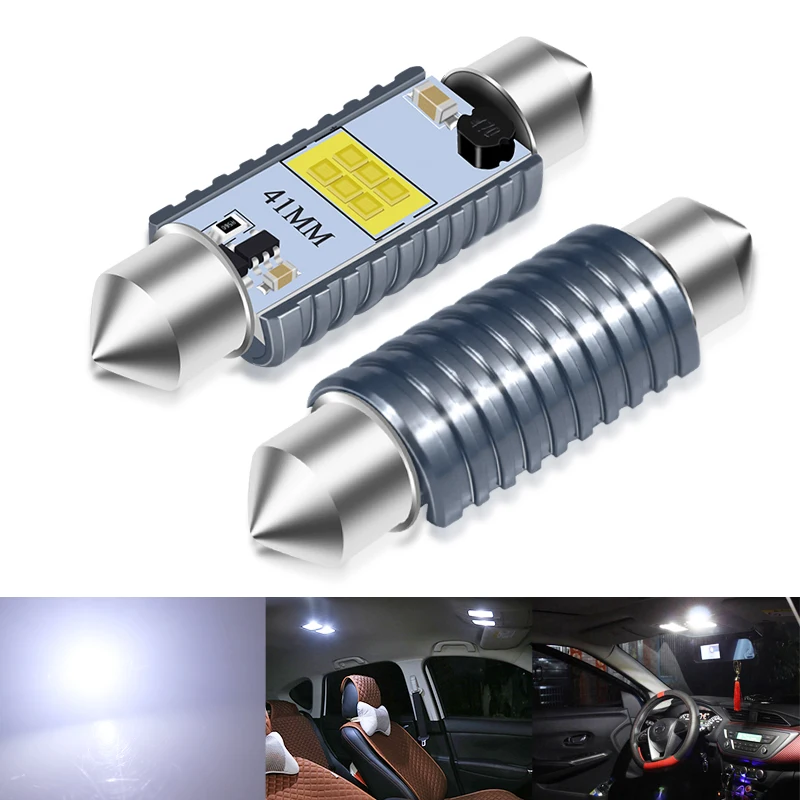 

2pcs C5W LED Bulb Canbus Festoon 31mm 36mm 39mm 41mm Car Interior Reading Light Dome Lamp 12V License Plate Light 6000K White