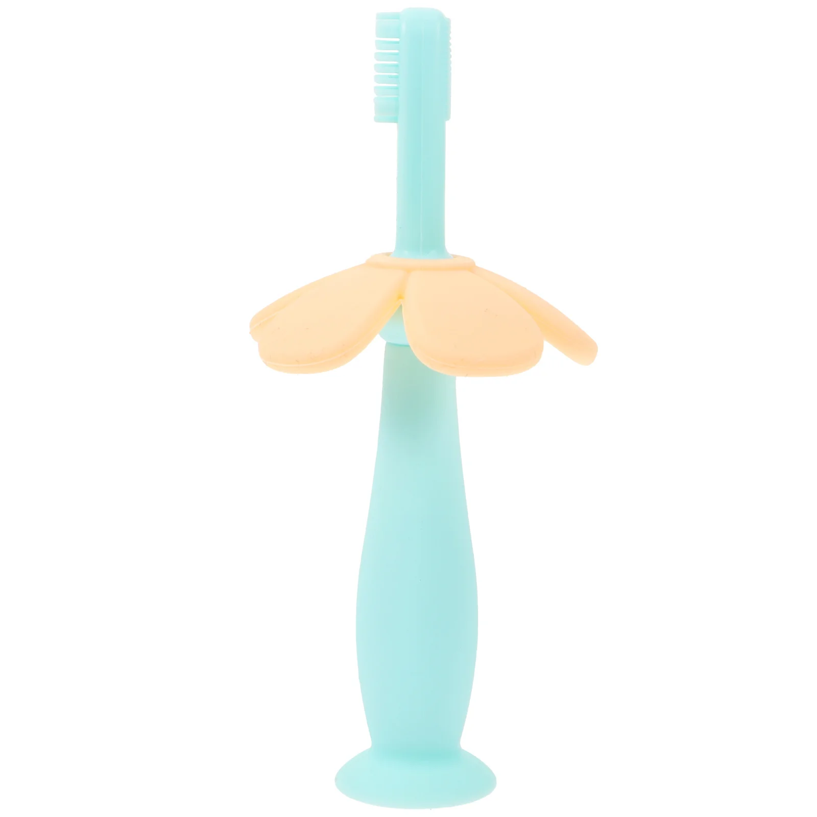 

1pc Baby Silicone Toothbrush Light Weight Soft Bristles Training Oral Care Toddler Kids Blue Fine Craft Rounded Handle Teething