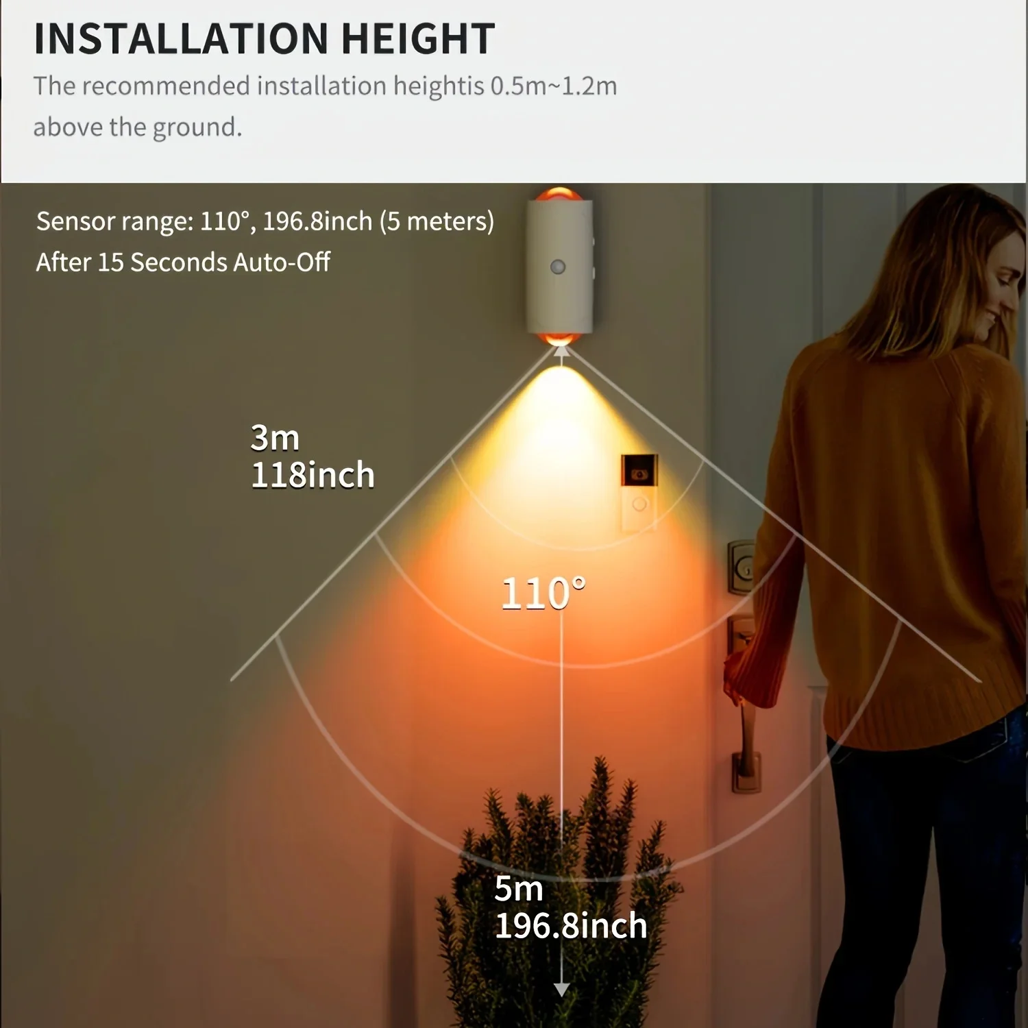 Lampada da parete con sensore di movimento a LED Lampada da parete Luce RGB Decorazione domestica Luce notturna su e giù Ricaricabile per l'arredamento del portico delle scale